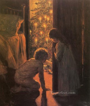  Navidad Lienzo - Los niños del árbol de Navidad